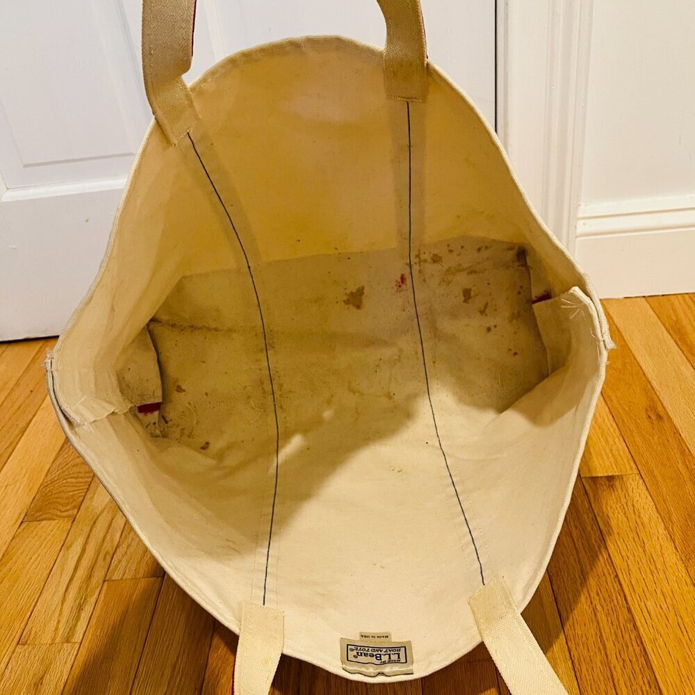 Vintage 1980s L.L Bean Boat And Tote Large Heavy Canvas Bag USA Red/White - Picture 8 of 16